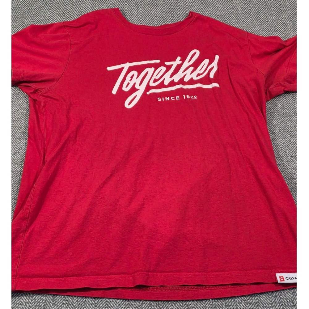Calvary.ch Together Since 1970 Red Graphic T-Shirt Mens Medium Short Sleeve Tee